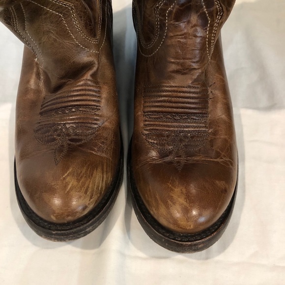 DOUBLE-H WOMENS WESTERN BOOT-VINTAGE BROWN LEATHER - Picture 2 of 8